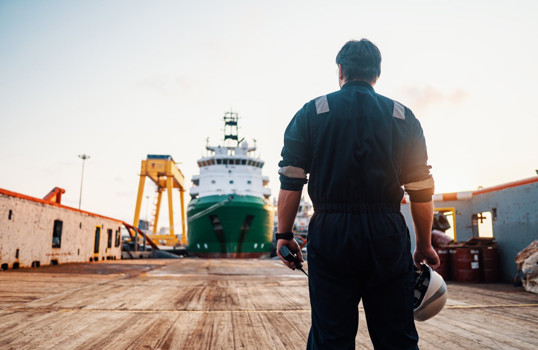 Marine Deck Officer or Chief mate on deck of offshore vessel or ship